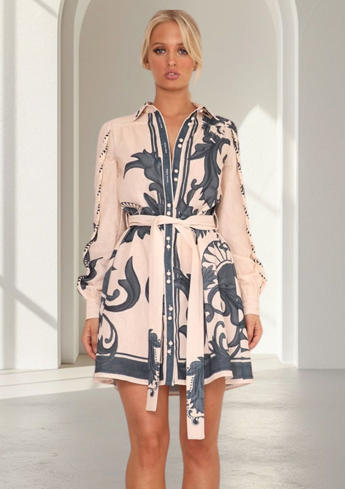 Melody Linen Short Dress | Beige