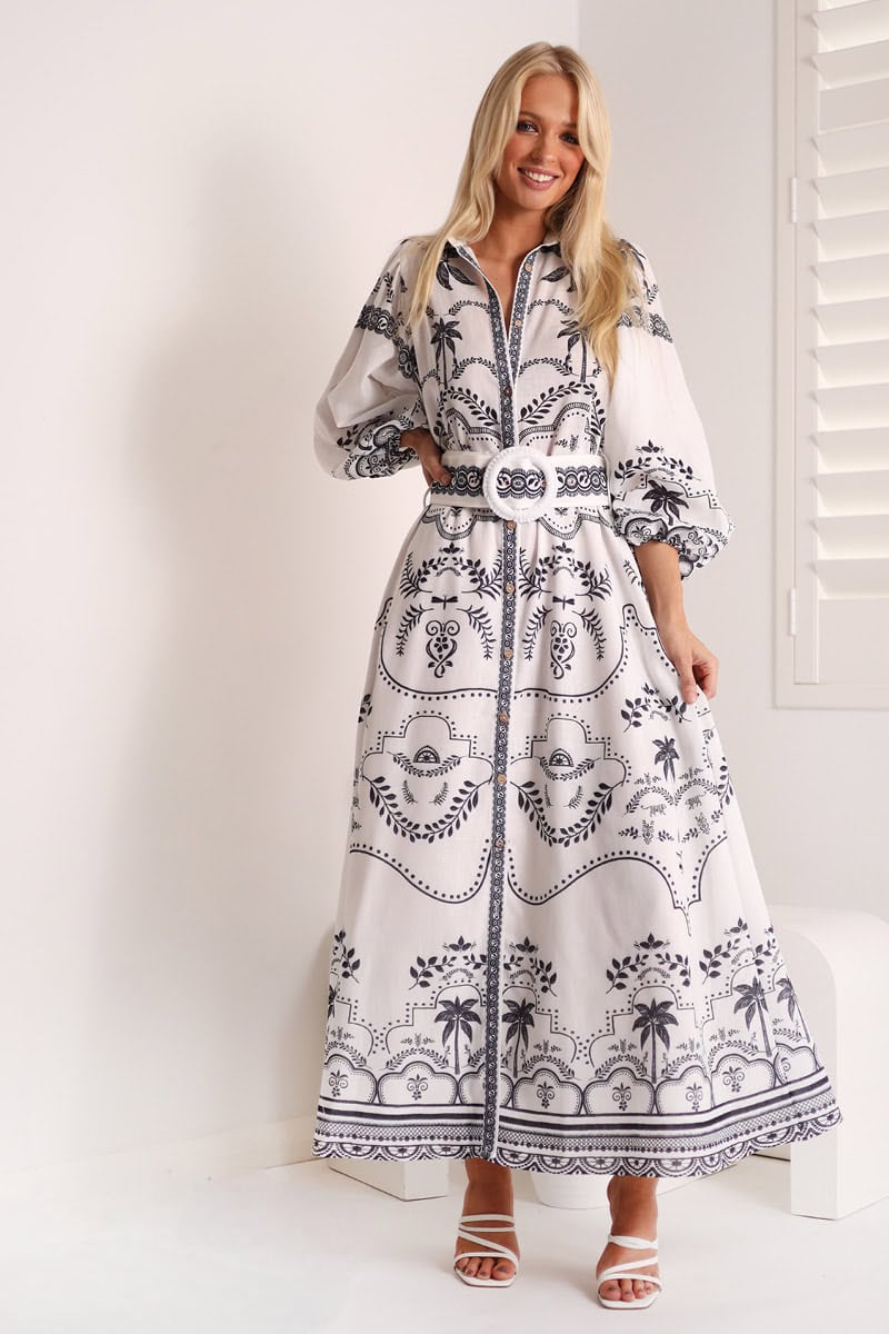 Sofia Long Dress | Blk- Wht