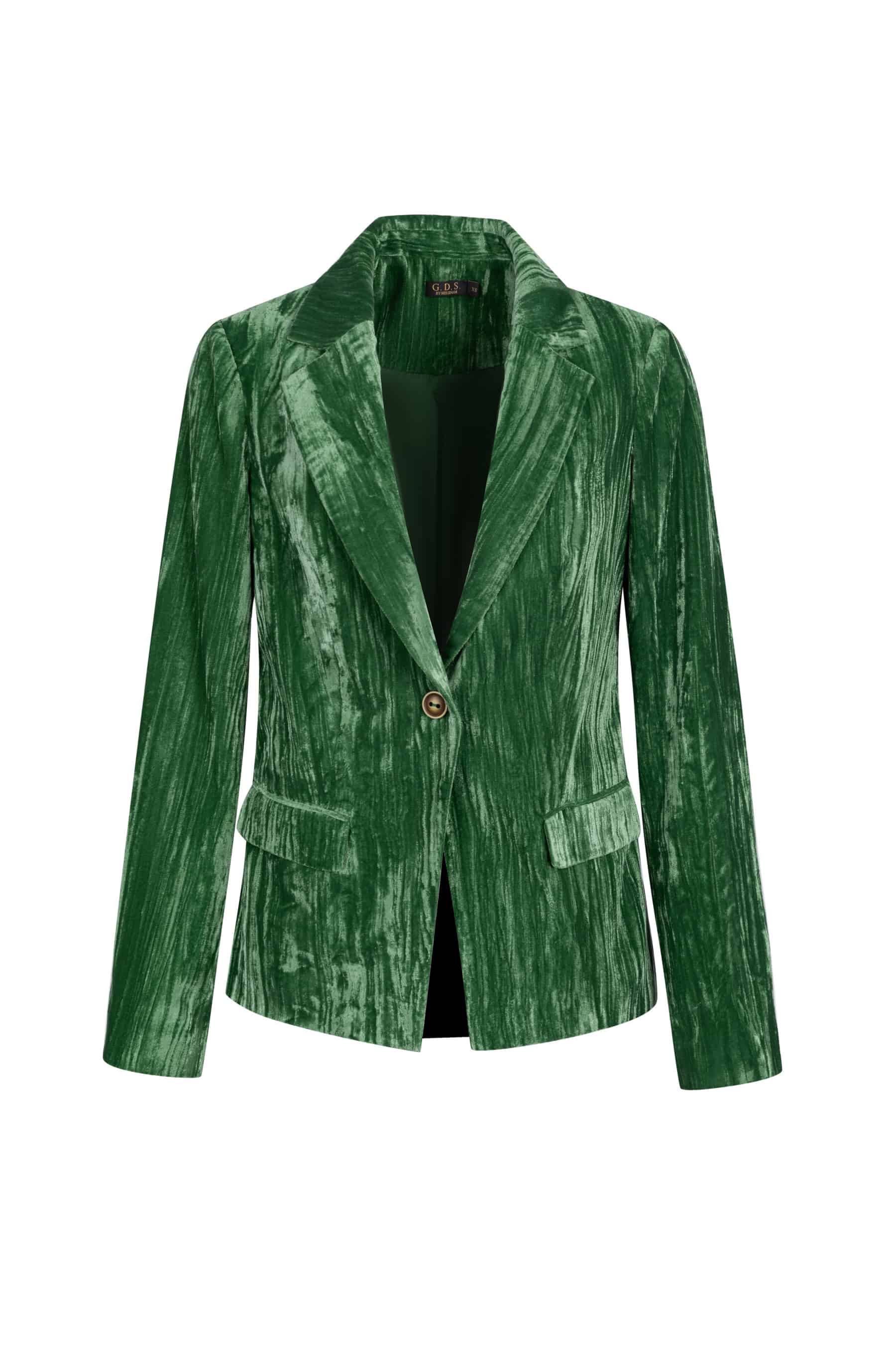GDS Aliette Velvet Jacket | Green JACKETS autumn-winter BRUNCH CASUAL Catch GDS GREEN JACKETS L M S SALE 40 % WORK XL XS