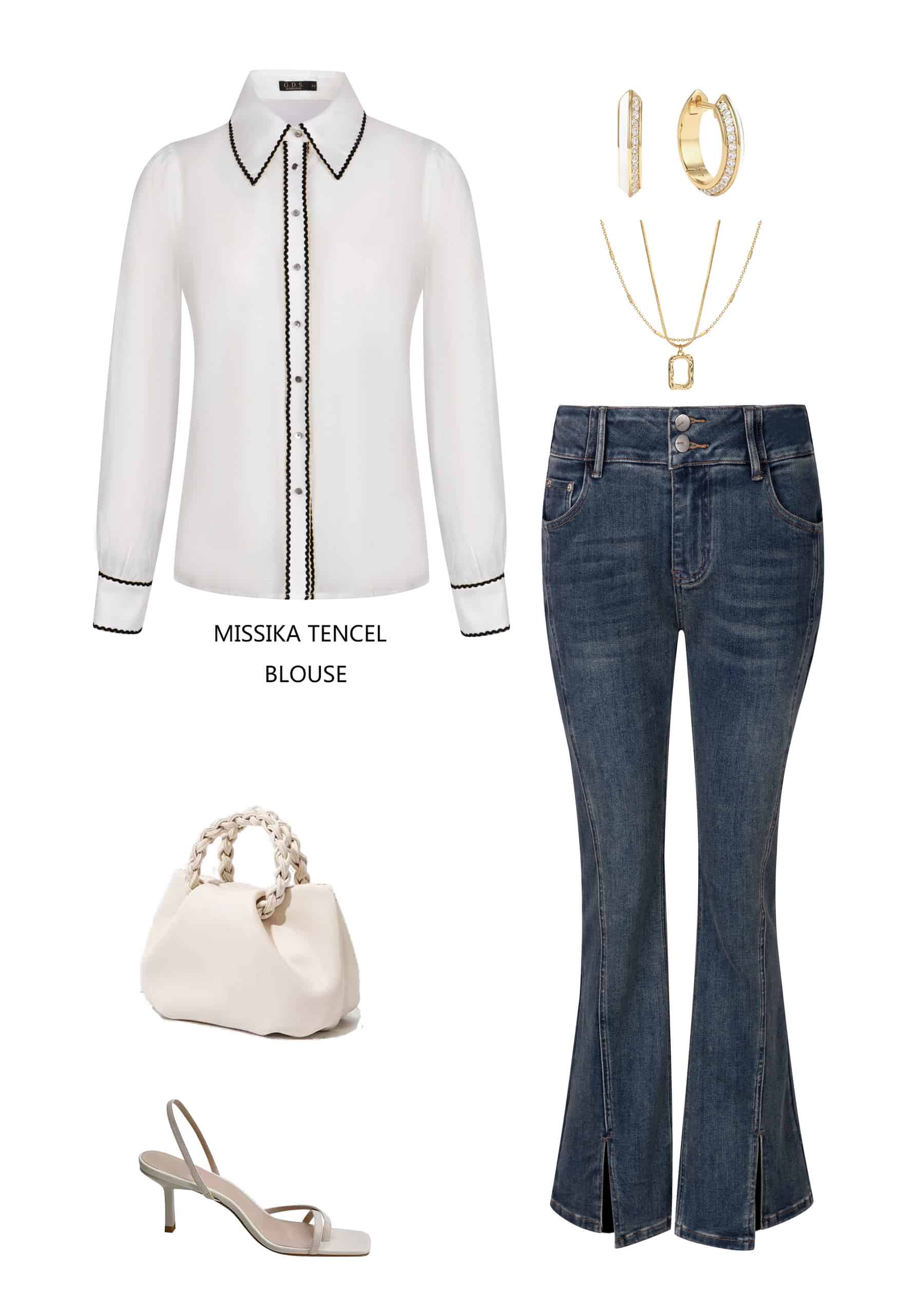 GDS Missika Tencel Blouse | White BLOUSES autumn-winter BLOUSES BRUNCH CASUAL Catch GDS L M S SALE WHITE WORK XL XS