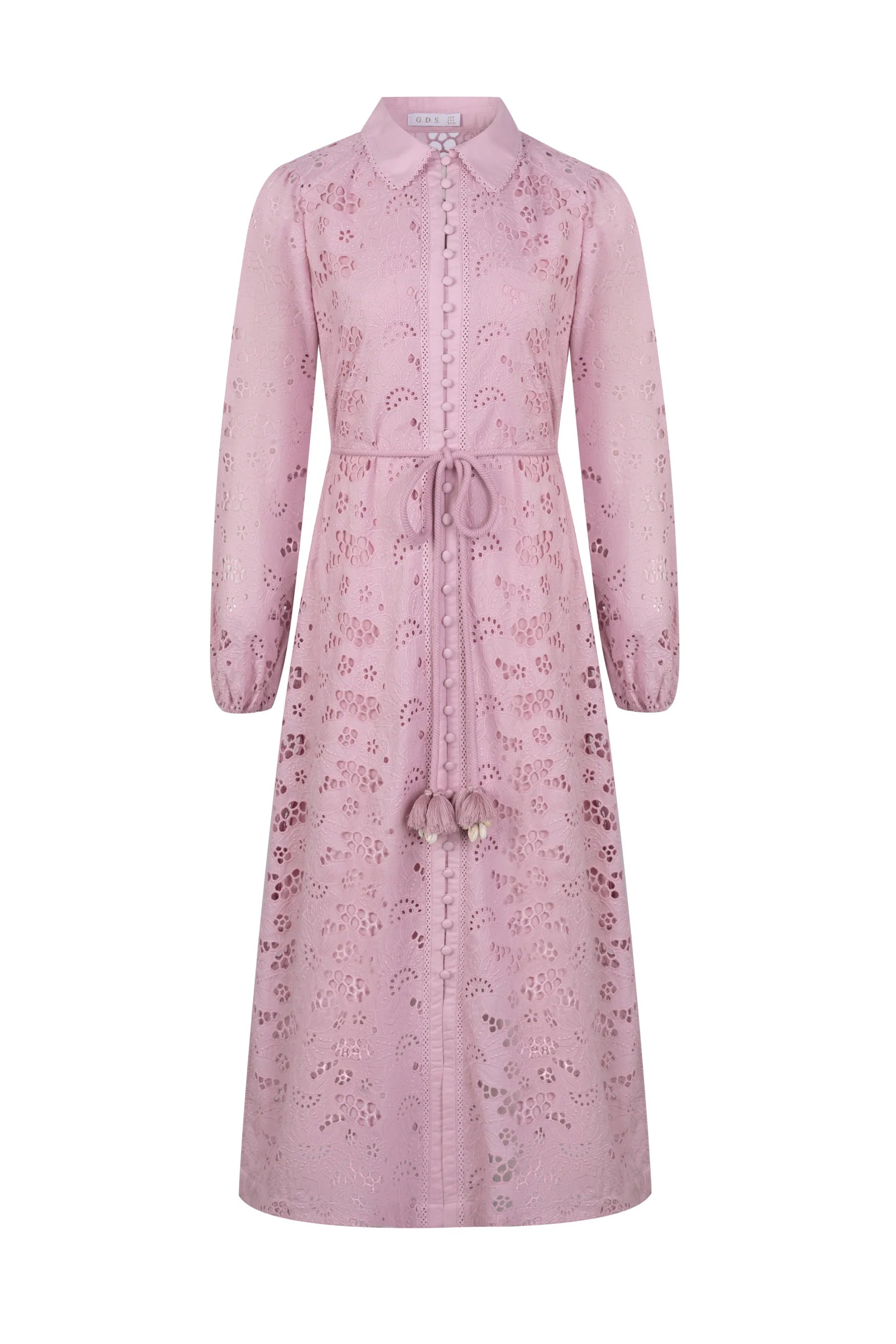 GDS Rosie Embroidered Long Dress | Chalk Pink