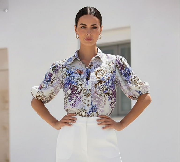 Avalee Blouse | White Floral