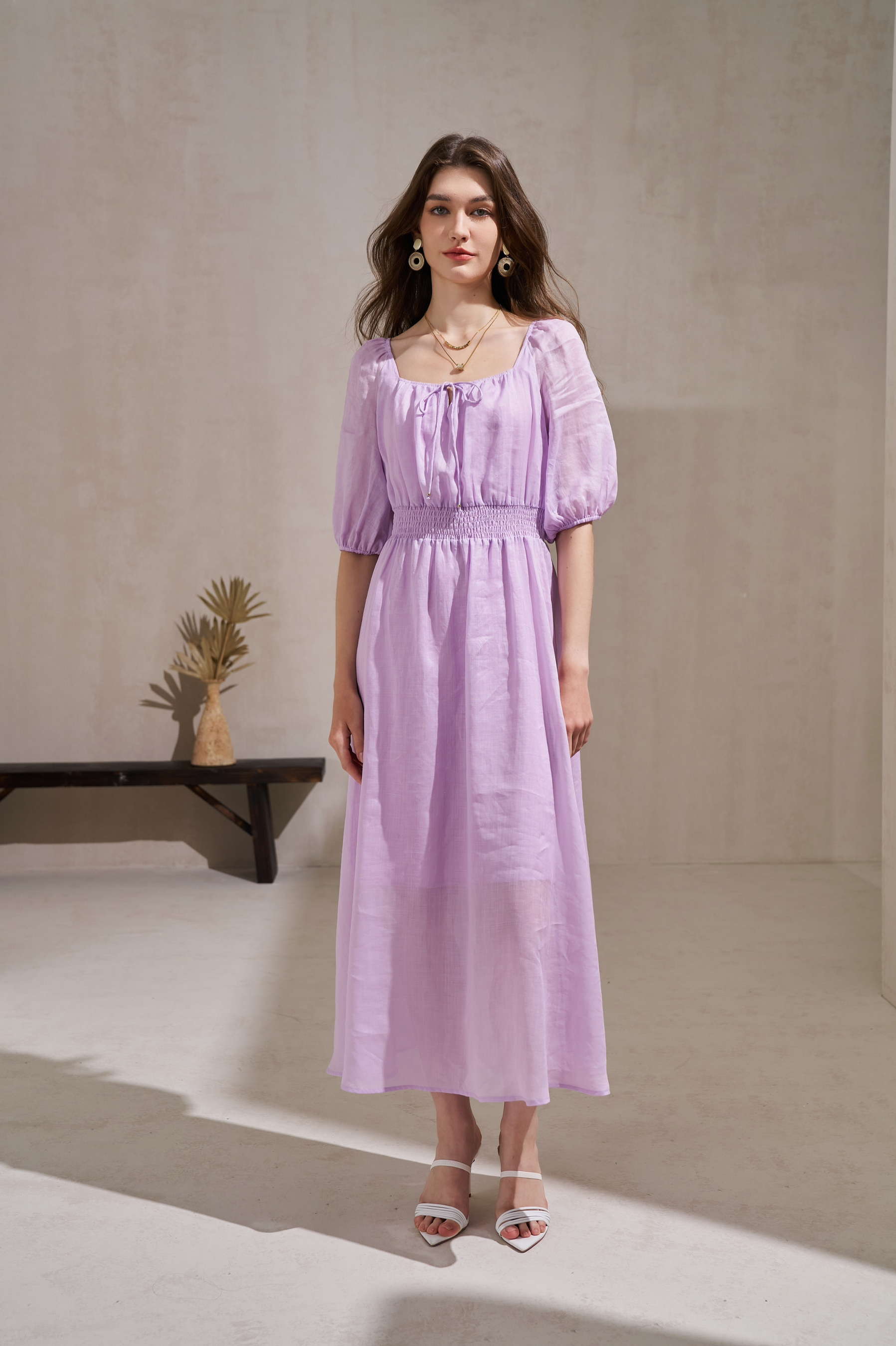 GDS Isla Linen Long Dress | Winson Orchid DRESSES 10 12 14 16 8 GDS L M S VIOLET XL XS