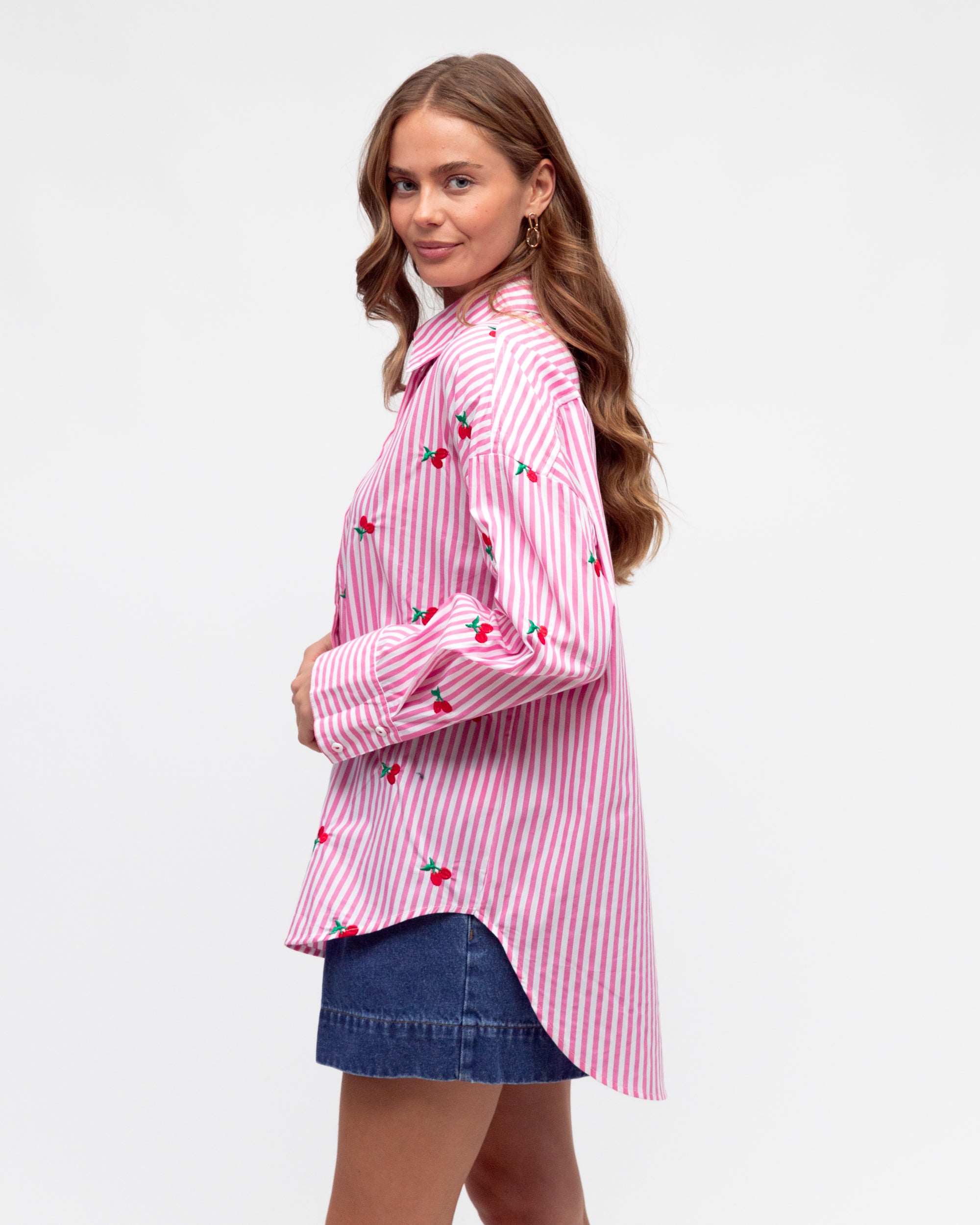 Cherry Shirt | Pink Stripe