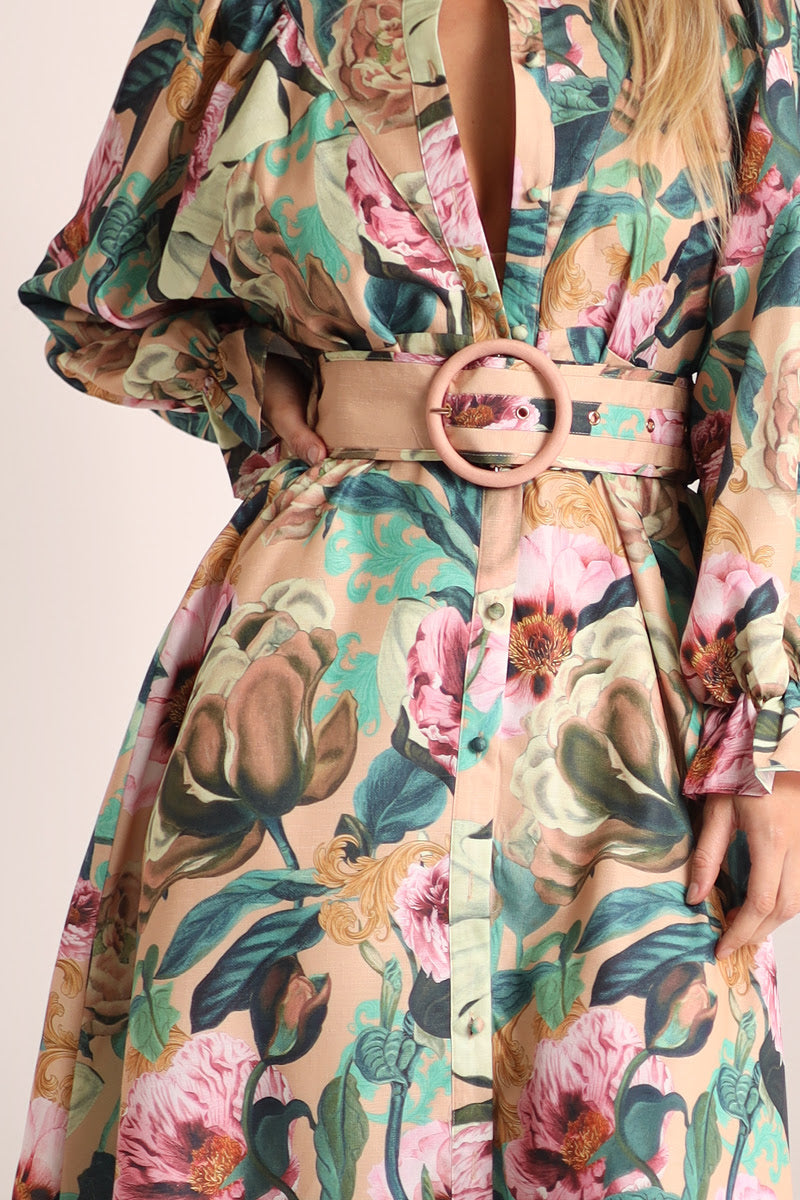 Simone Linen Short Dress | Mocha