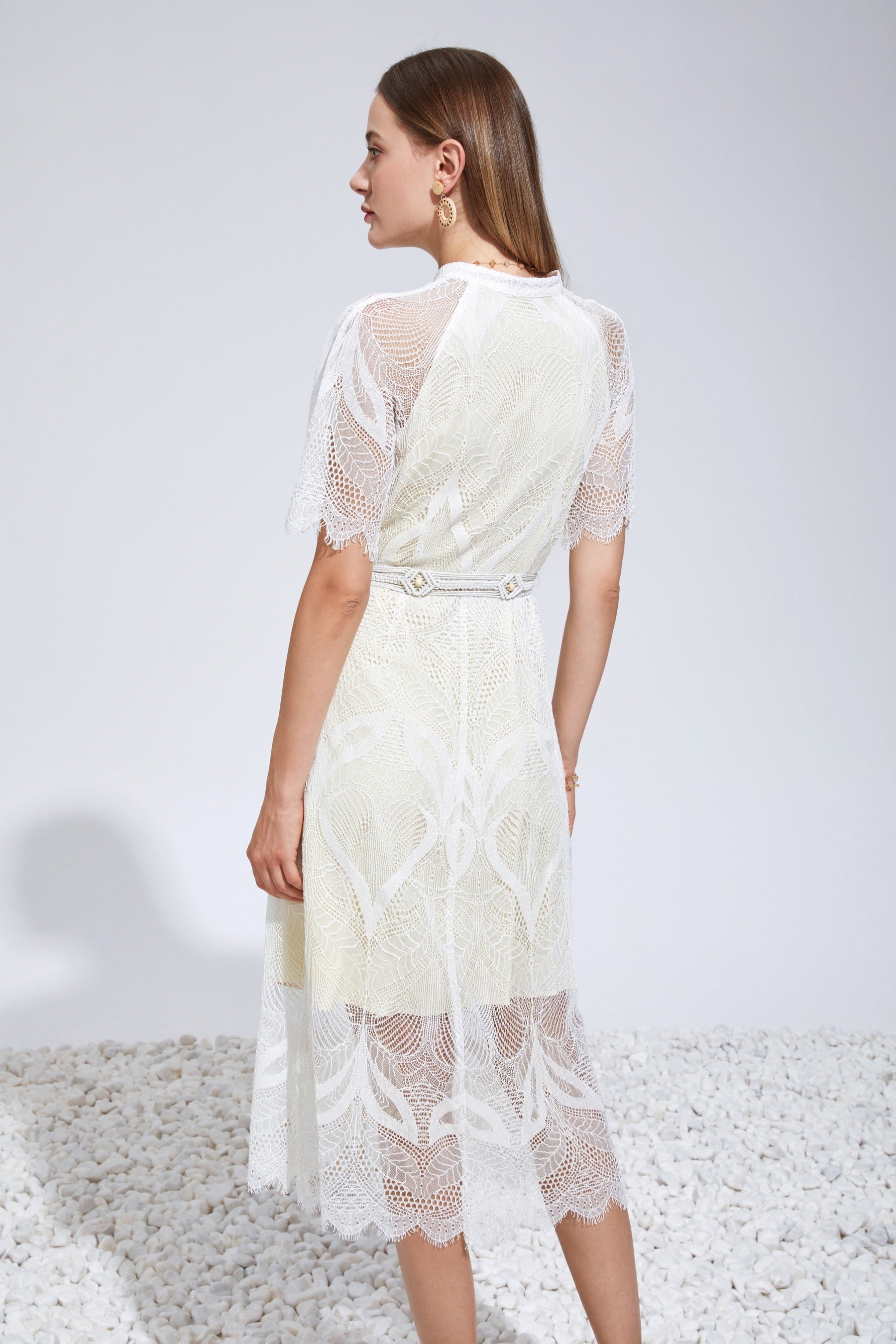 GDS Lilou Lace Long Dress | White Catch ESS22 GDS L M S SALE WHITE XL XS