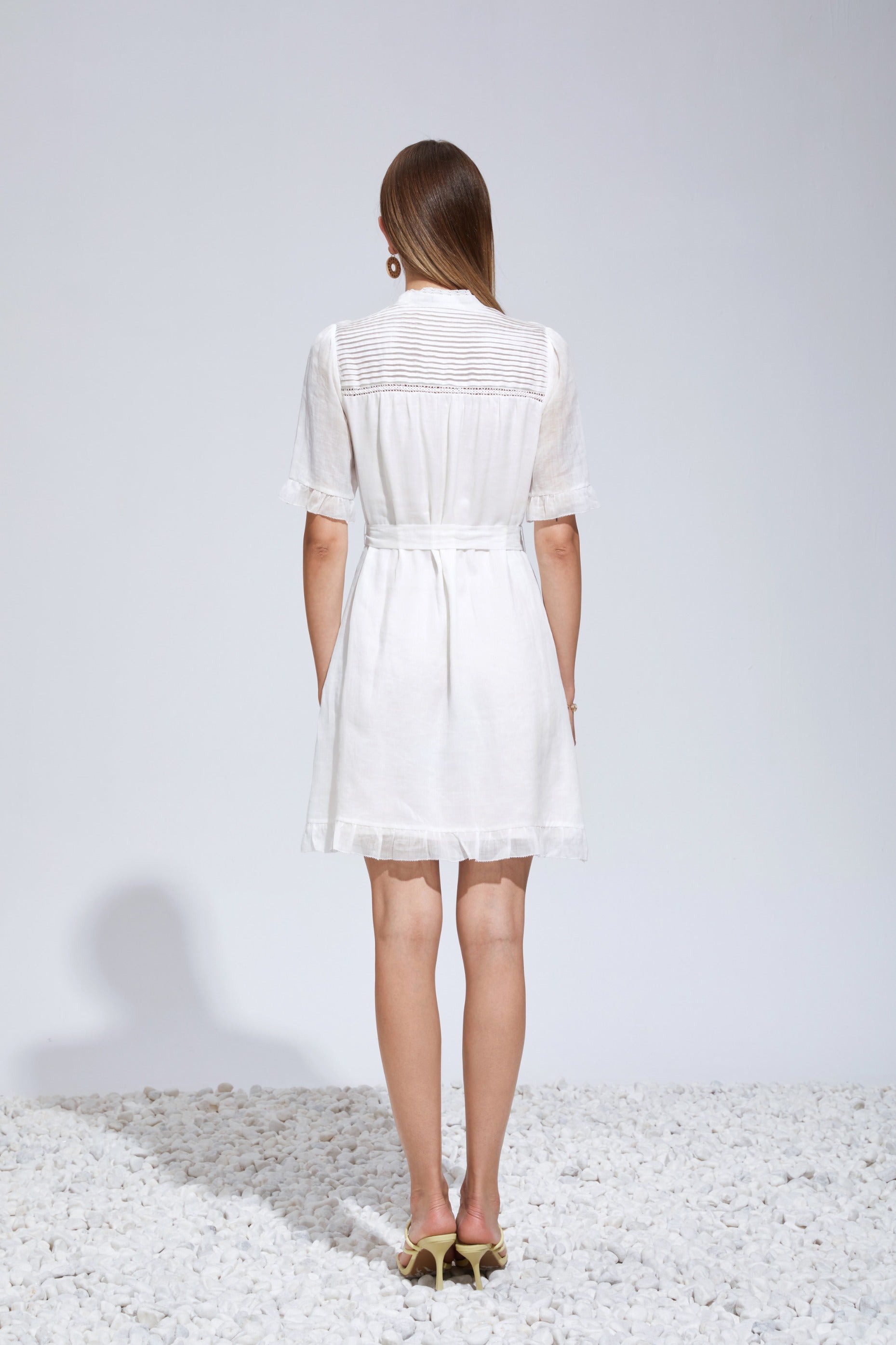 GDS Rochelle Linen Short Dress | White Catch ESS22 GDS L M S SALE WHITE XL XS