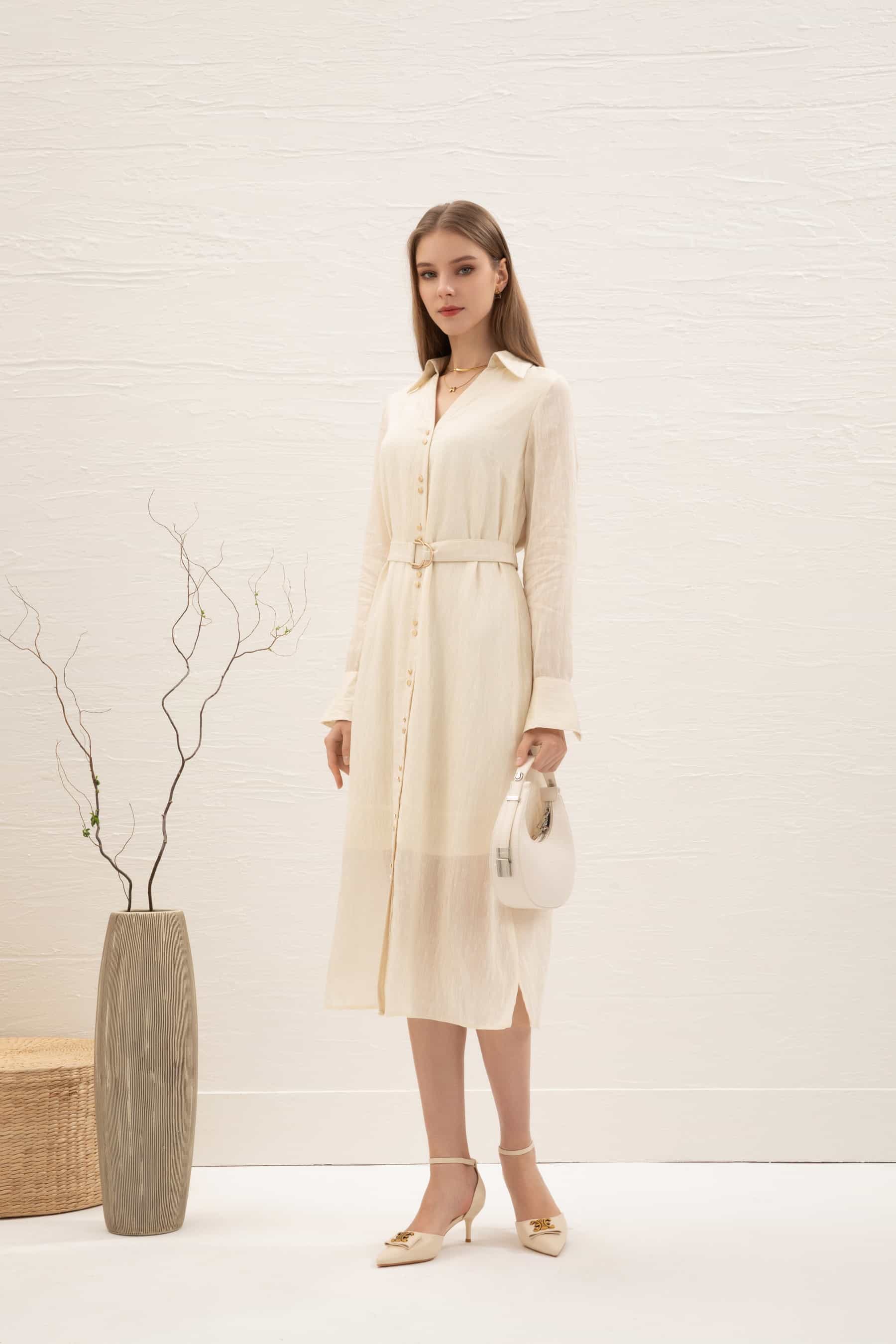 GDS Scarlette Belted Dress | Cream DRESSES autumn-winter BRUNCH Catch CREAM DRESSES GDS HOLIDAY L M RACES S SALE XL XS