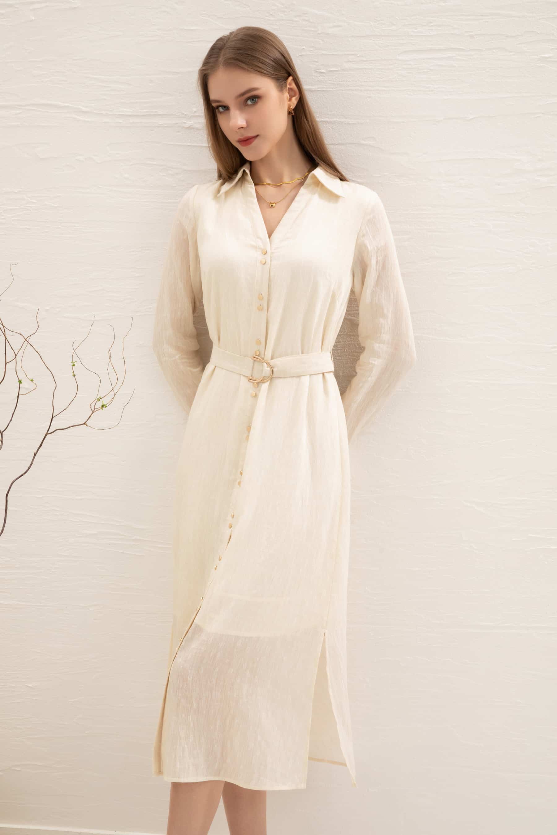 GDS Scarlette Belted Dress | Cream DRESSES autumn-winter BRUNCH Catch CREAM DRESSES GDS HOLIDAY L M RACES S SALE XL XS