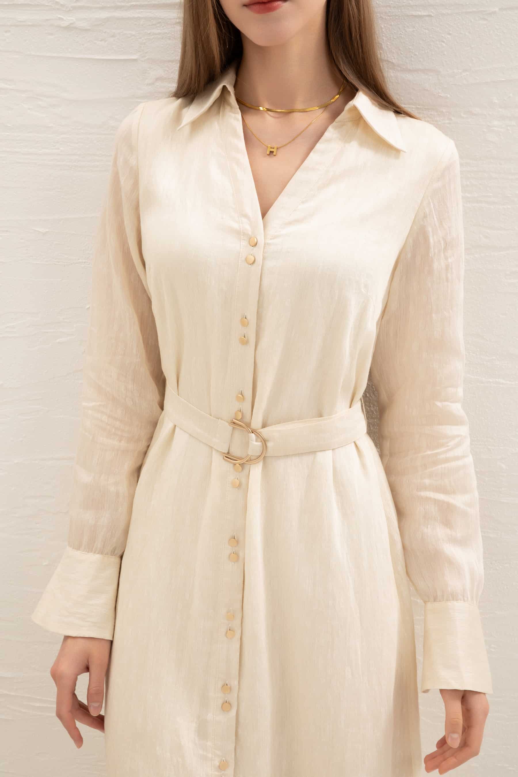 GDS Scarlette Belted Dress | Cream DRESSES autumn-winter BRUNCH Catch CREAM DRESSES GDS HOLIDAY L M RACES S SALE XL XS