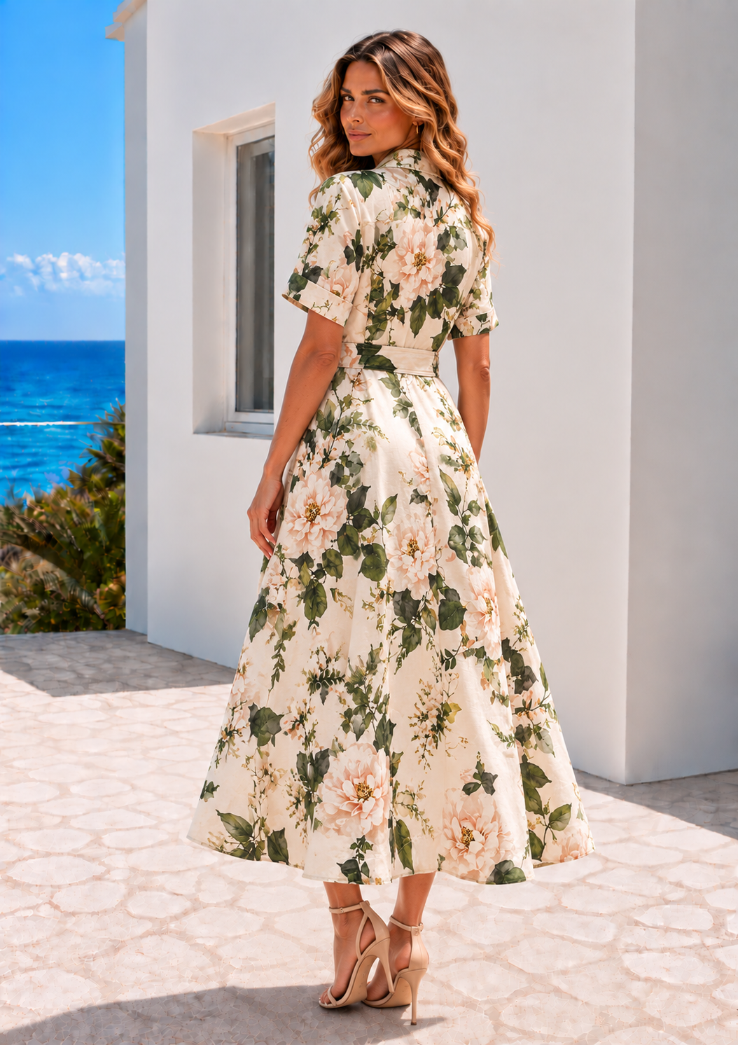 Emma  Dress  | Biege - Green