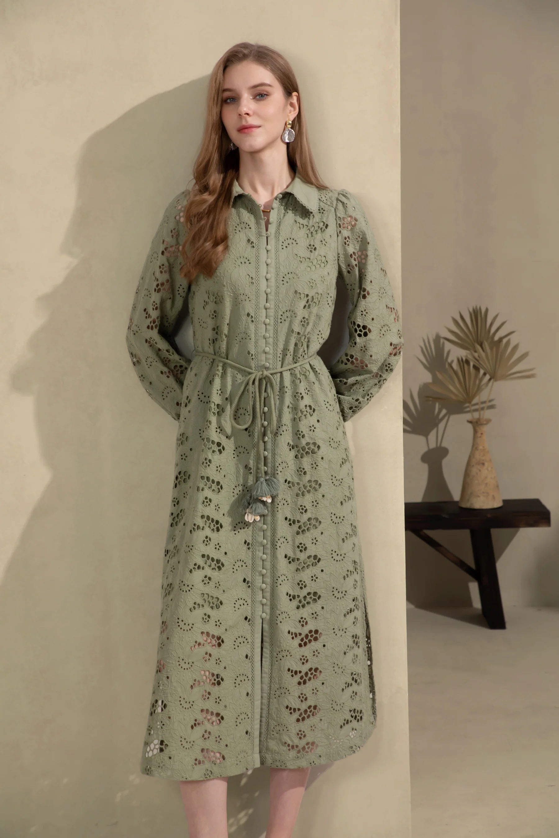 GDS Rosie Embroidered Long Dress  | Khaki