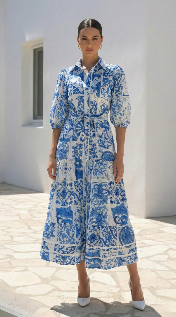 Santorini Dress  | Blue