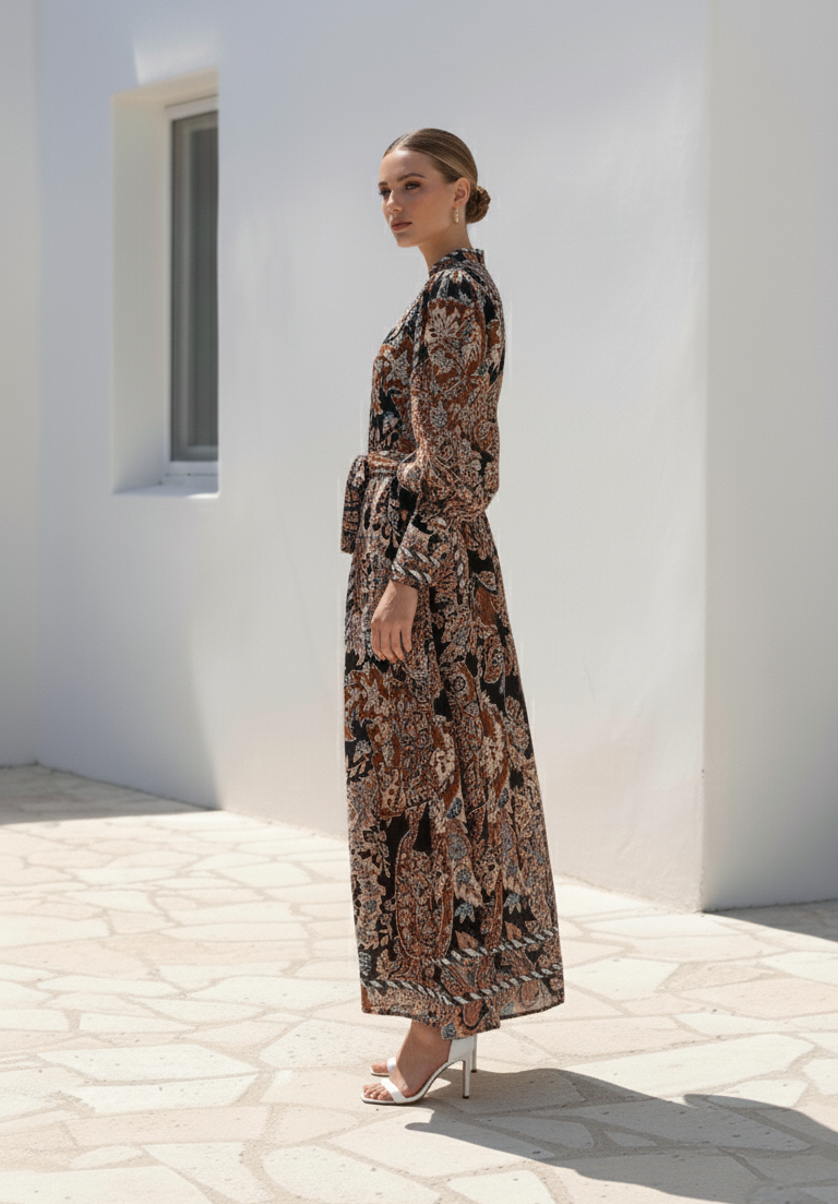 Marbel Long  Dress  | Brown