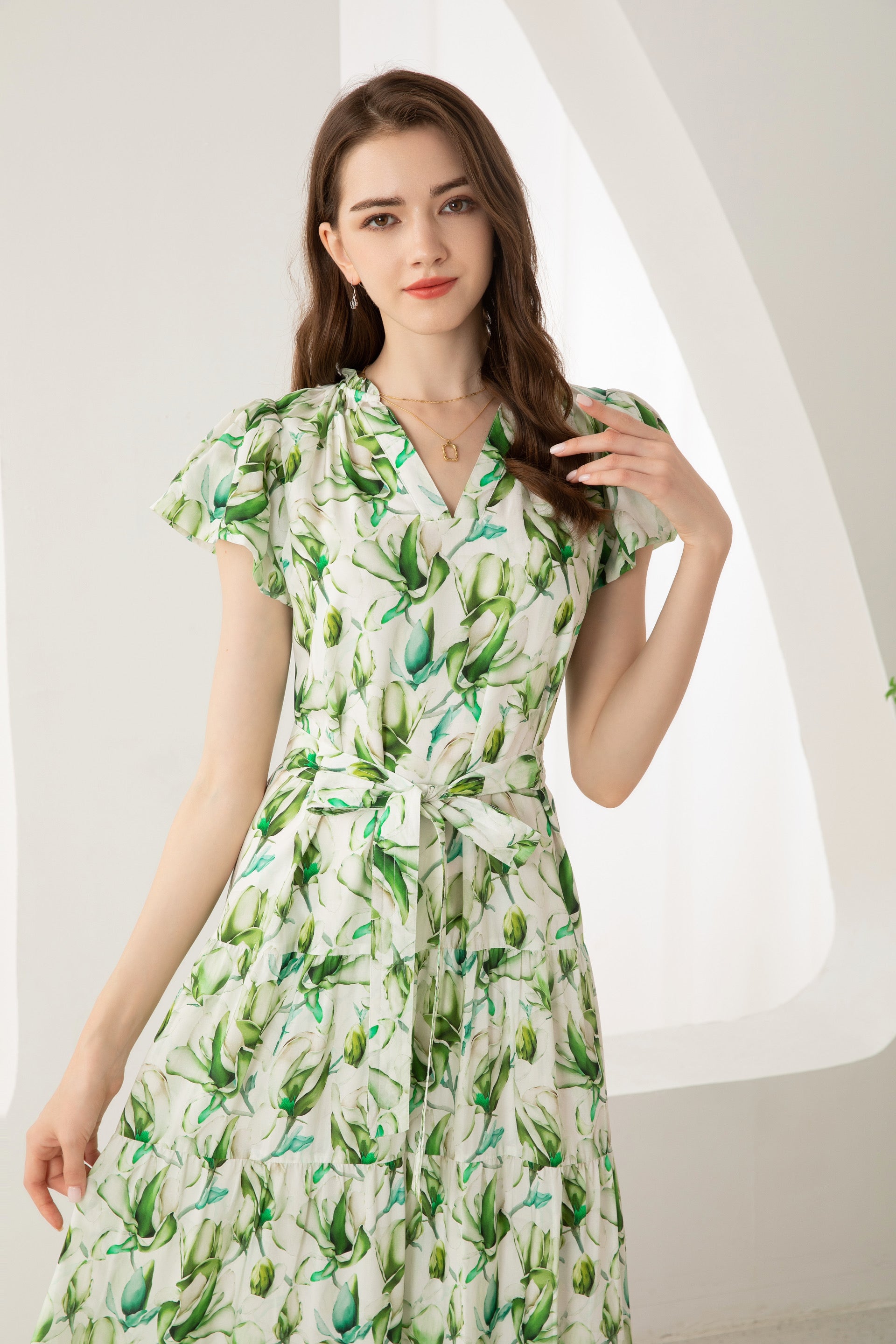 GDS Risette Tencel Long Dress | Green Print DRESSES Catch GDS L M S XL XS