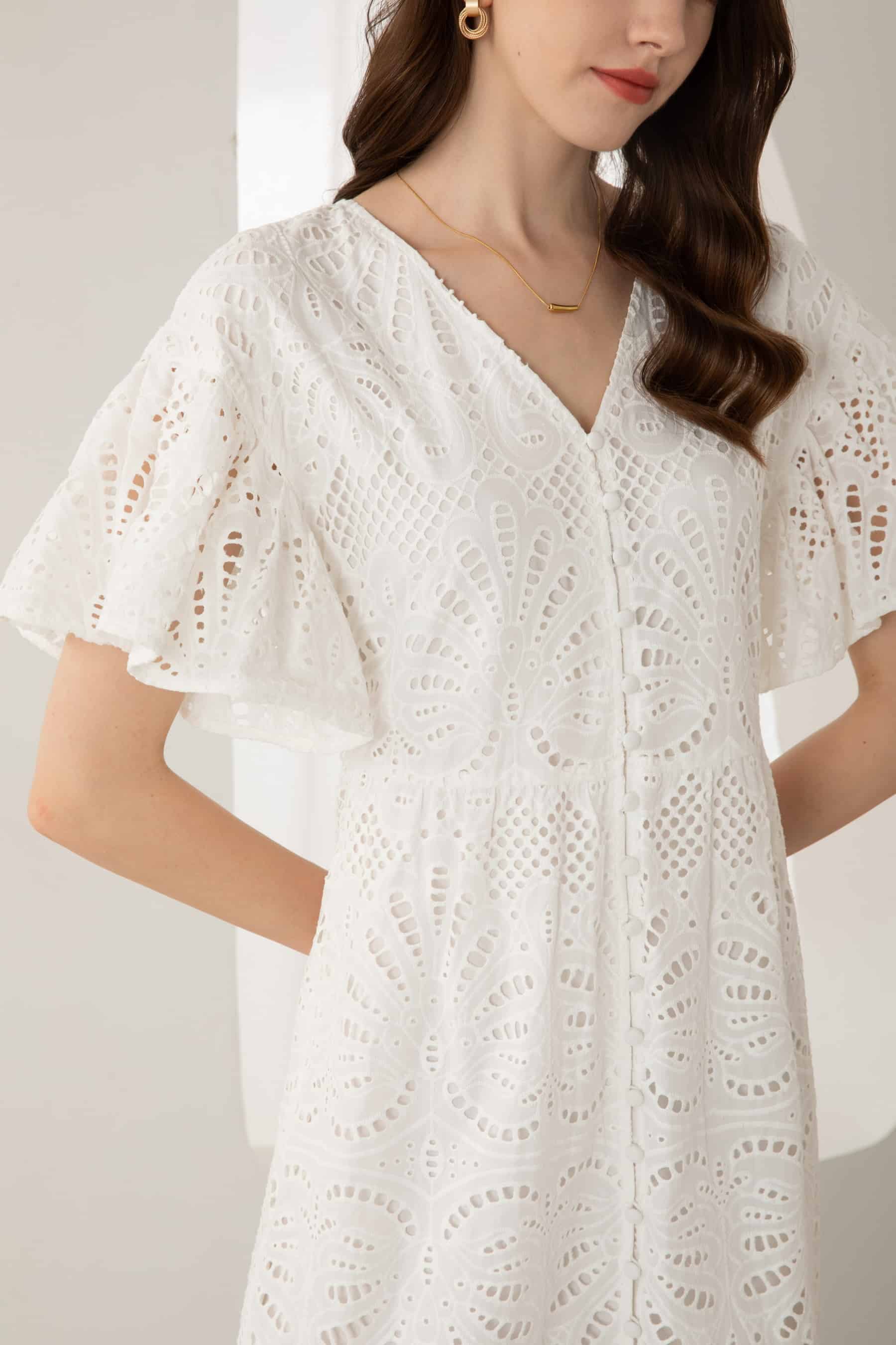 GDS Margot Embroidered Long Dress | White DRESSES 10 12 14 16 8 GDS L M S WHITE XL XS