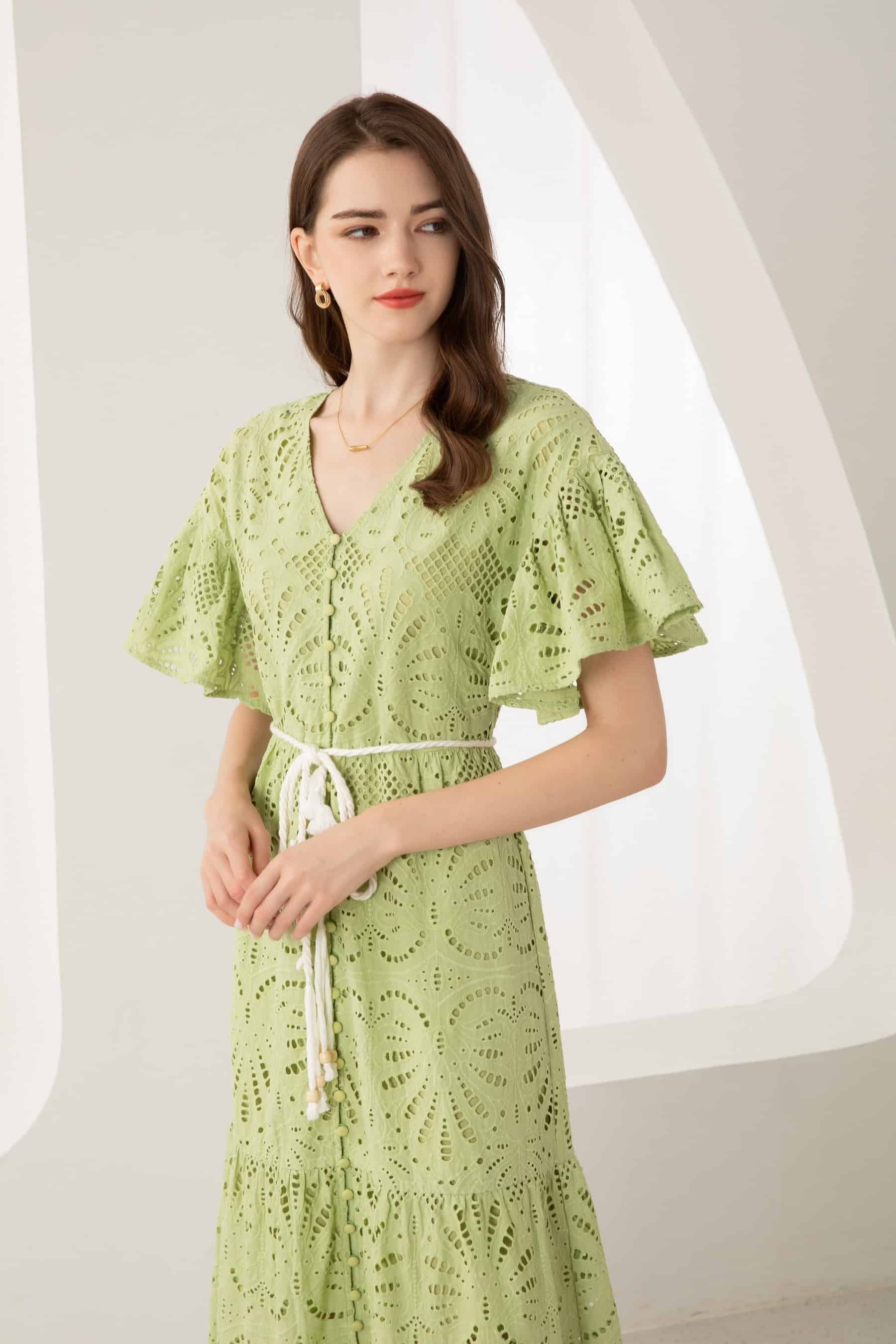 GDS Margot Embroidered Long Dress | Tarragon DRESSES 10 12 14 16 8 GDS GREEN L M S XL XS