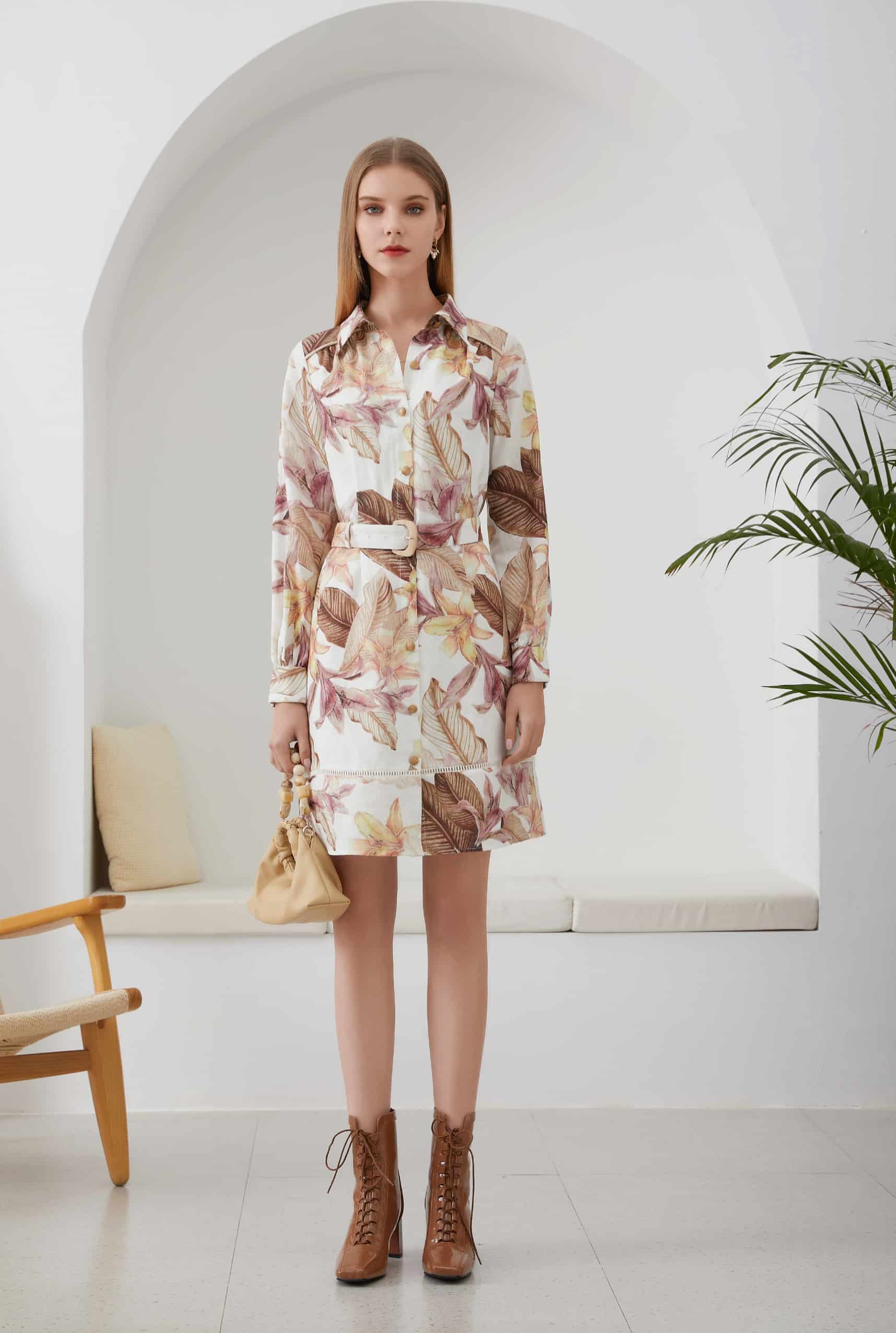 GDS Monet Belted Linen Short Dress | Toasted Coconut DRESSES BEIGE BRUNCH Catch DRESSES ESS22 GDS HOLIDAY L M PRINT S SALE SPRING-SUMMER wedding guest dress XL XS