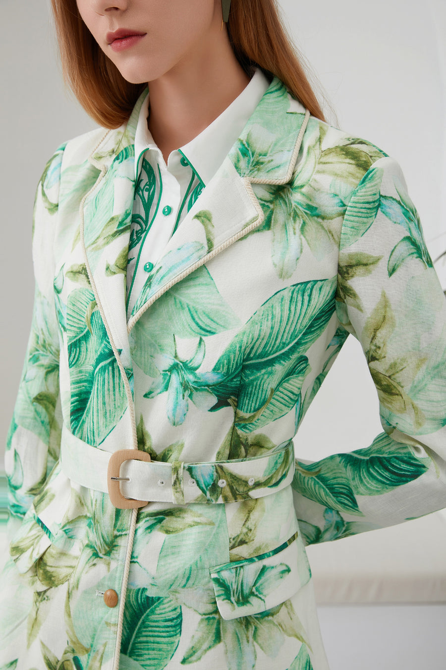 Green on sale linen jacket