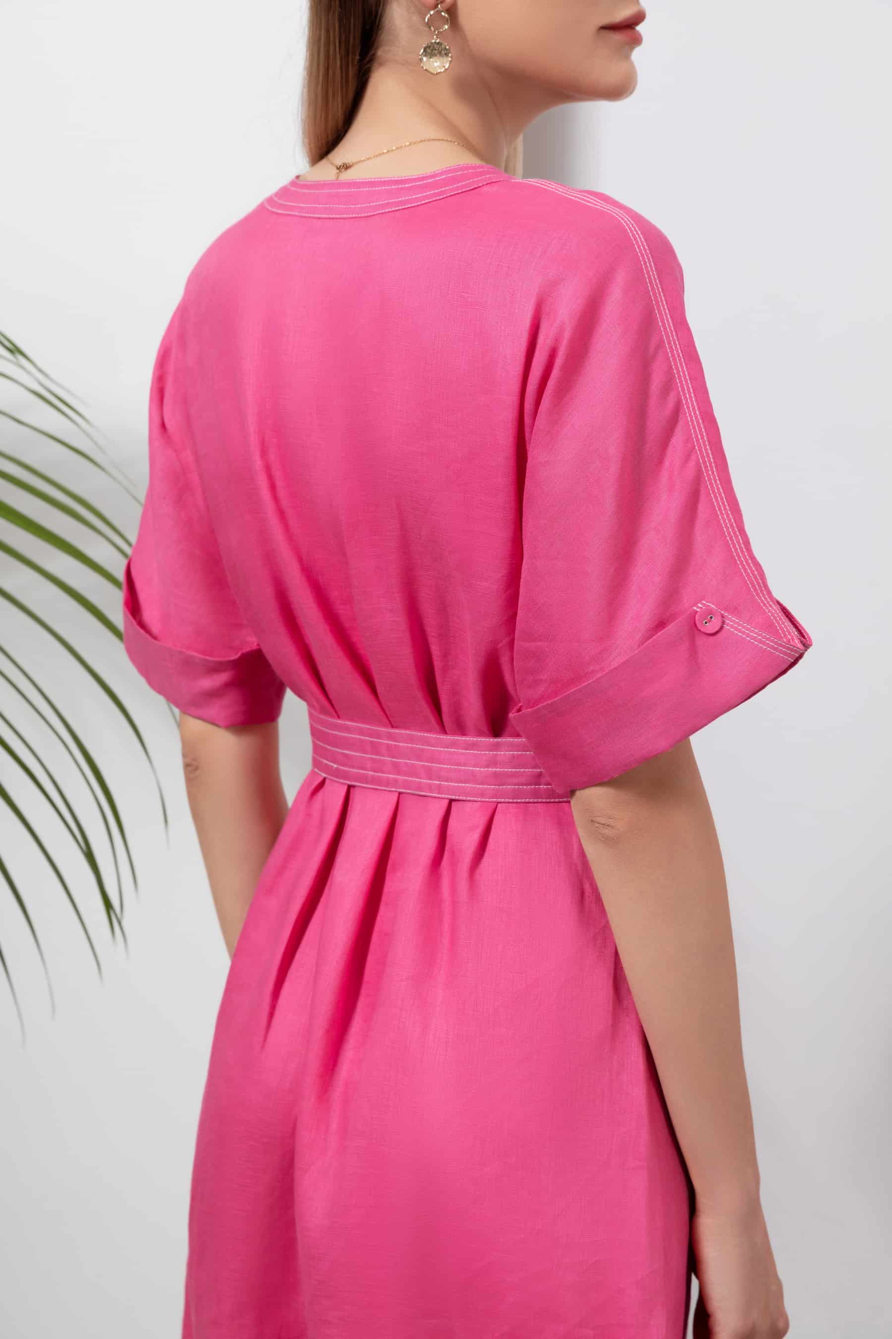 GDS Marceline Linen Dress | Aurora Pink DRESSES BRUNCH CASUAL Catch DRESSES GDS HOLIDAY L M PINK S SALE SPRING-SUMMER XL XS